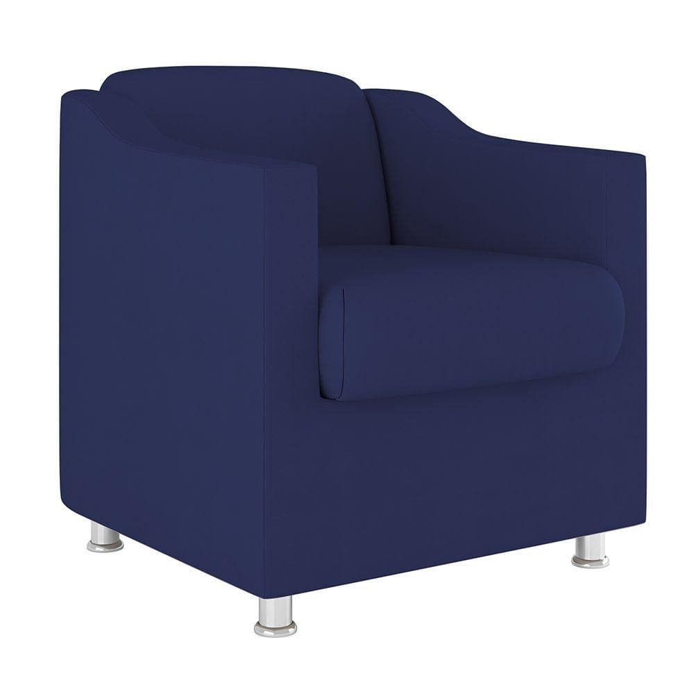 Cadeira Poltrona Decorativa Recepção Hospital Suede Balaqui Cor:azul Marinho