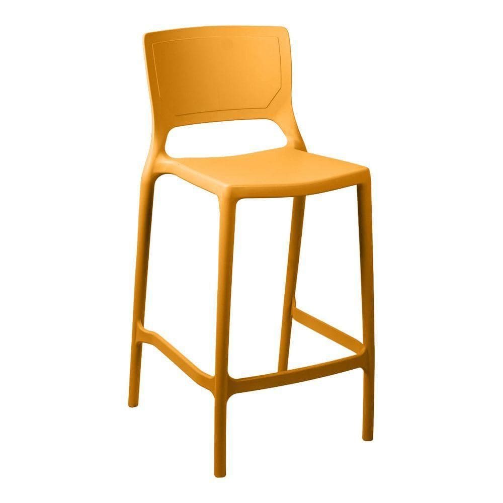 Banqueta Alta Cozinha Amarelo Mostarda Empilhável Urano Em Polipropileno Acrilys