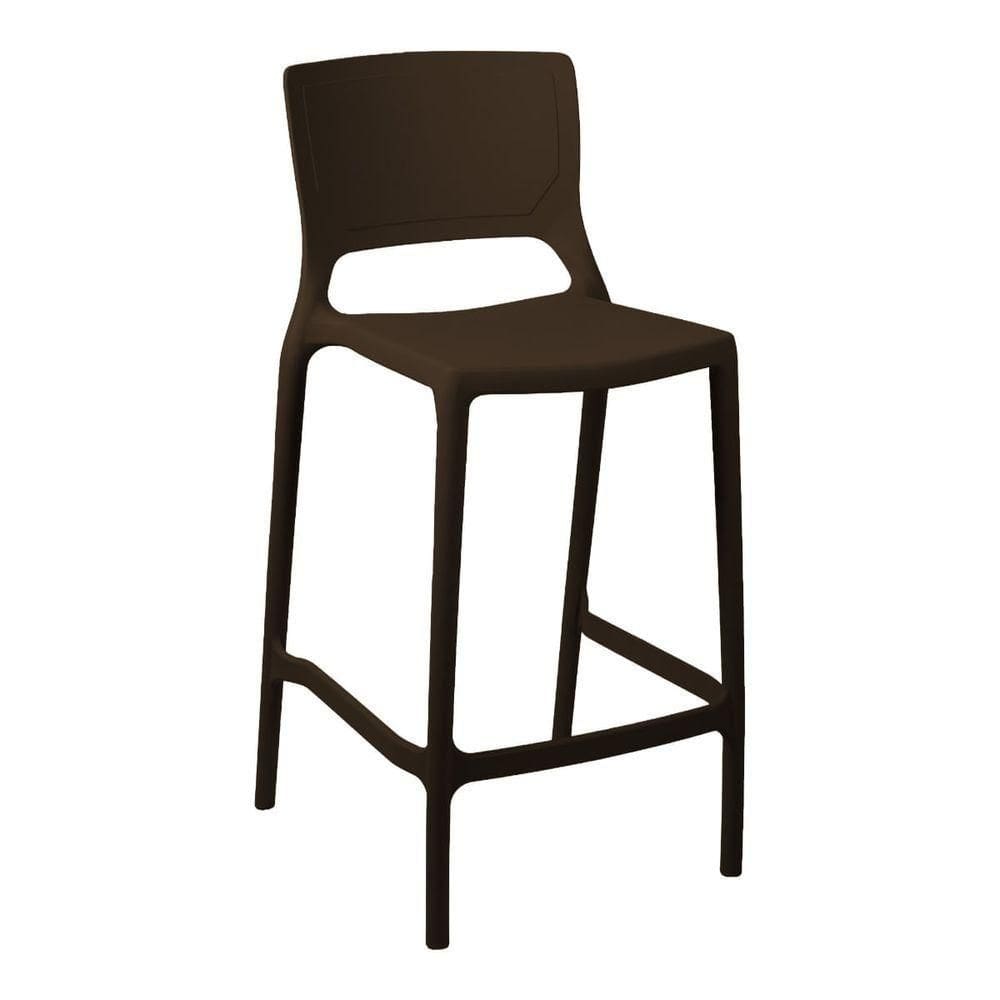 Banqueta Alta Cozinha Marrom Café Empilhável Urano Em Polipropileno Acrilys