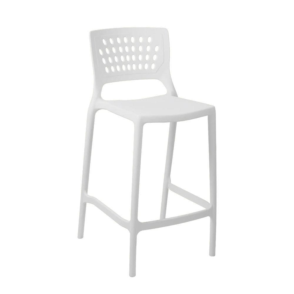 Banqueta Alta Para Bancada E Cozinha Branca Empilhável Marte Em Polipropileno Acrilys
