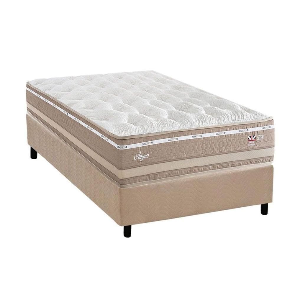 Cama Box Solteiro: Colchão Molas Ensacadas Herval Maxspring Angres + Base Crc Suede Clean (88x188)