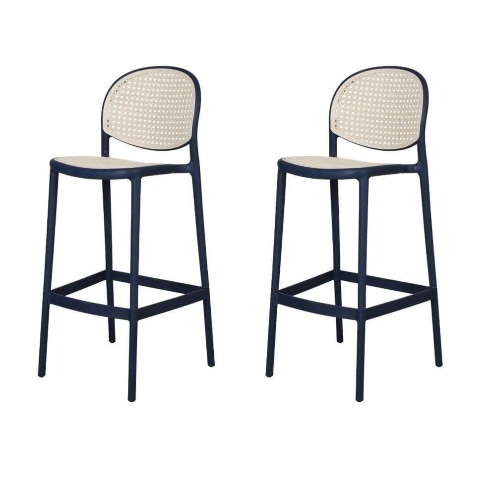 Kit 2 Banquetas Positano Fratini 108 Cm (altura) Polipropileno Azul Tramas Nude Simulando Rattan