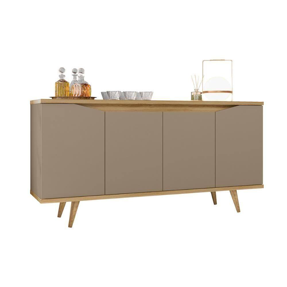 Aparador Buffet Grace Com 4 Portas E Pés De Madeira Maciça Fendi Hanover