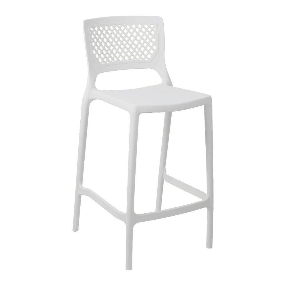 Banqueta Alta Para Cozinha Branca Empilhável Vênus Em Polipropileno Acrilys