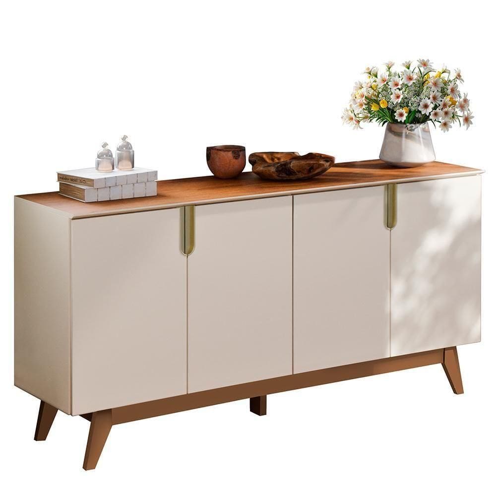Buffet Aparador Recife 4 Portas Off White/canela - Mobler Off White/canela