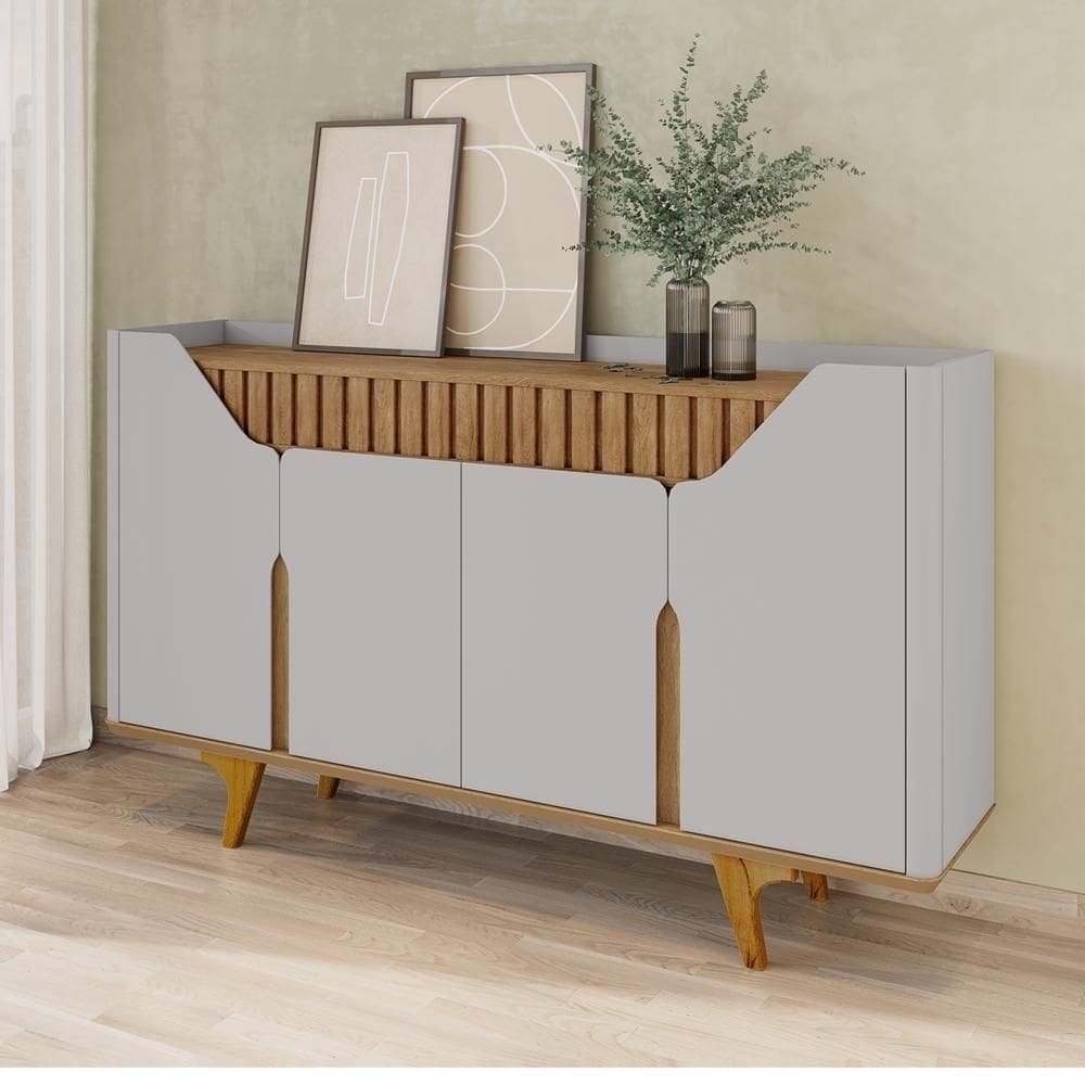 Balcão Buffet 4 Portas Tamisa 160 Cm Bechara Off White Naturalle