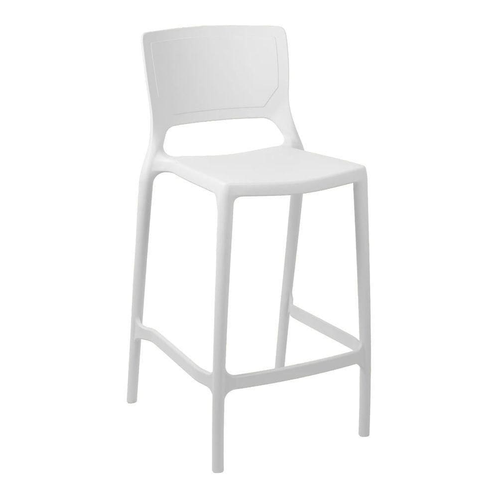 Banqueta Alta Cozinha Branca Empilhável Urano Em Polipropileno Acrilys