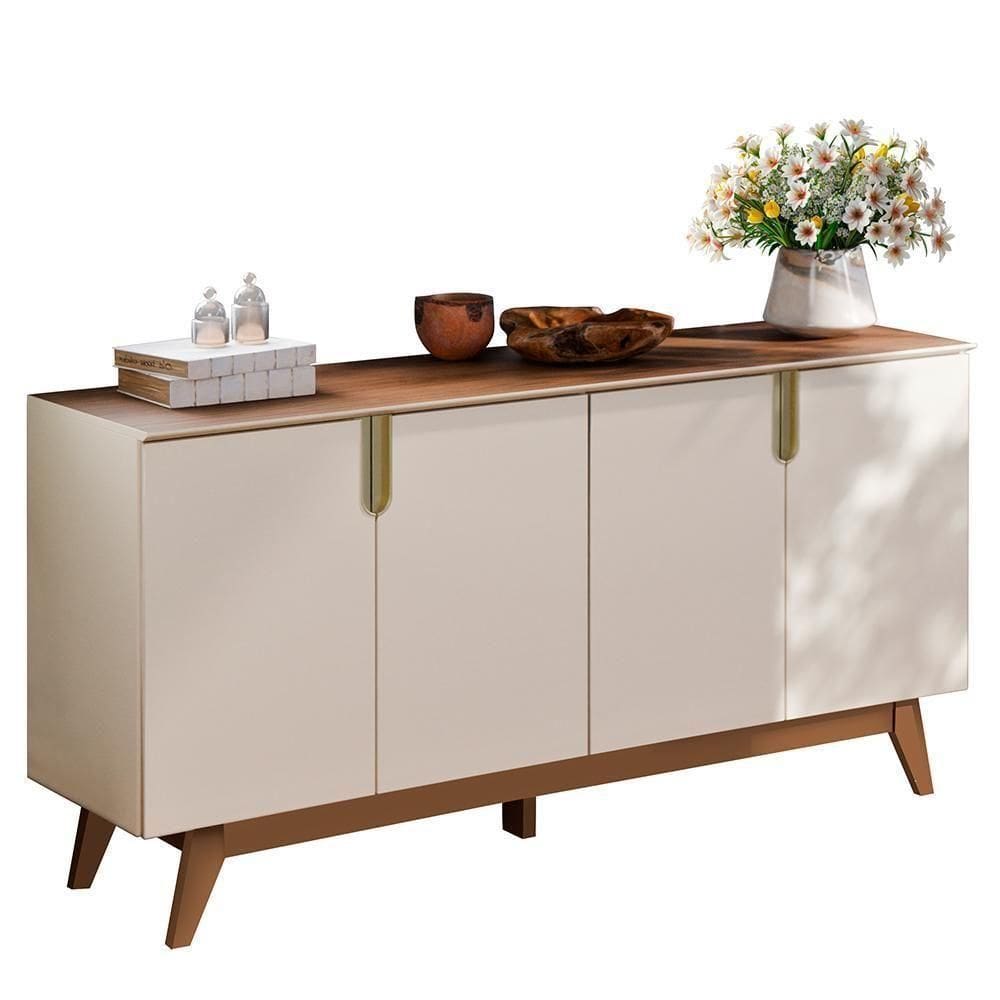 Buffet Aparador Recife 4 Portas Off White/amêndoa - Mobler Off White/amêndoa