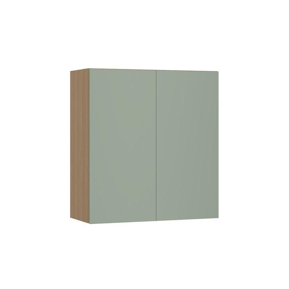 Armário Aéreo 80cm 2 Portas Slim Luciane Móveis Freijó/verde Jade