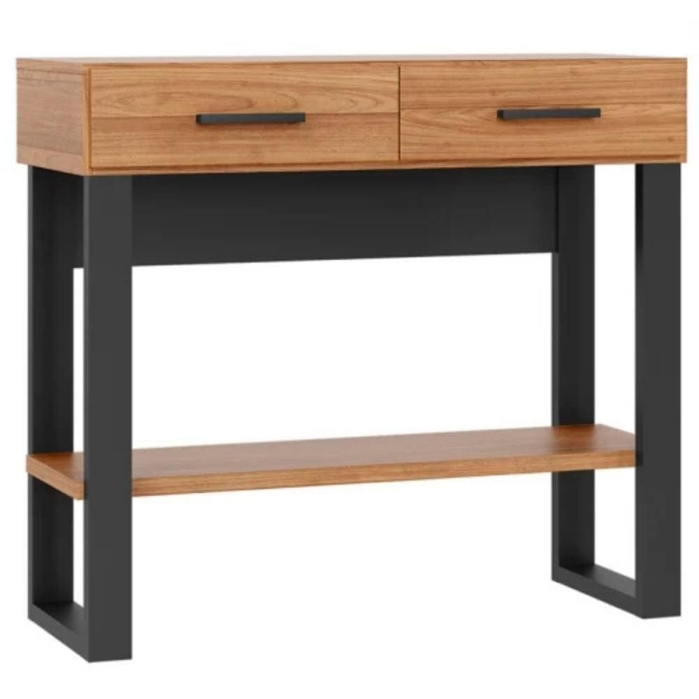 Aparador Para Sala De Estar 2 Gavetas Lindy D03 Freijó Preto Fosco - Lyam Decor