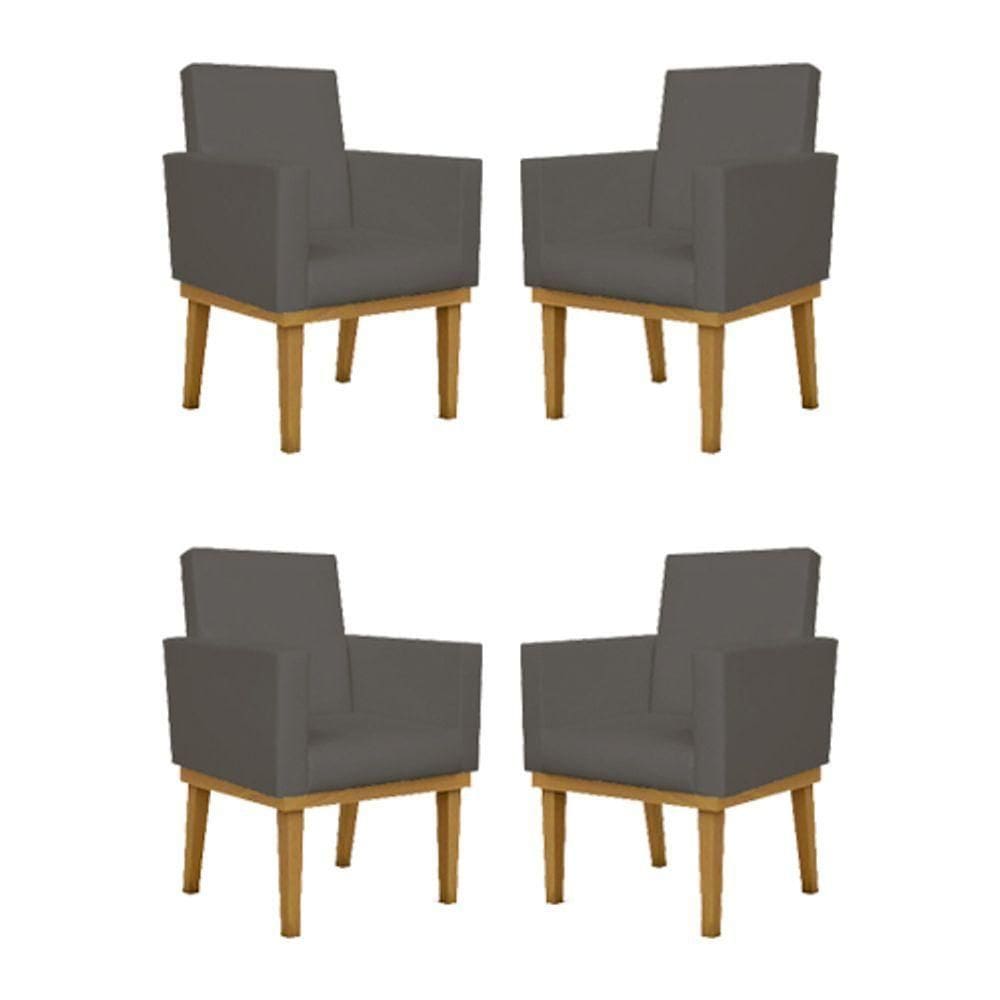 Kit 04 Poltronas Decorativa Reforçada Courino cinza