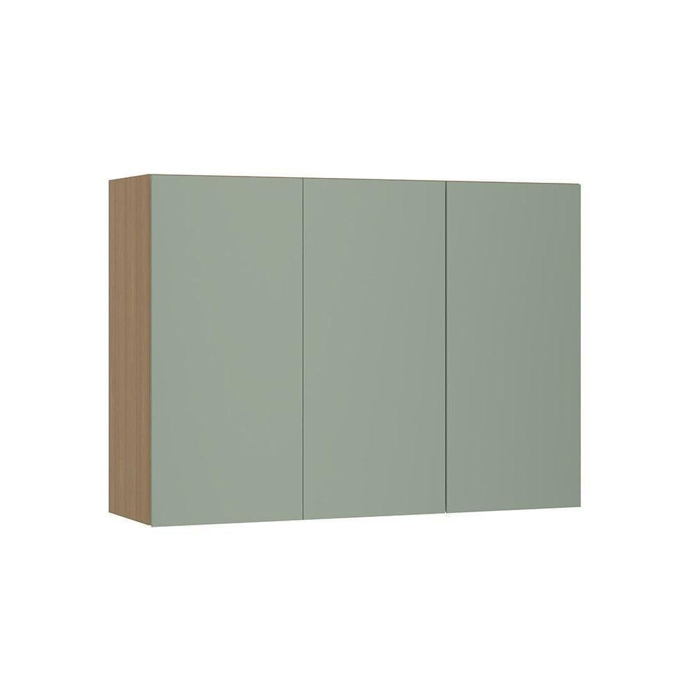 Armário Aéreo 120cm 3 Portas Slim Luciane Móveis Freijó/verde Jade