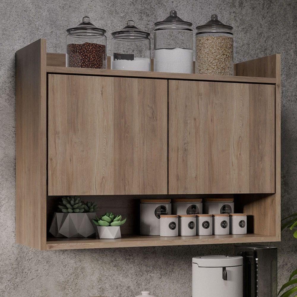 Armário Aéreo Cozinha Multiuso Cecília 70cm 02 Portas - Ssx Multicoisas Freijó