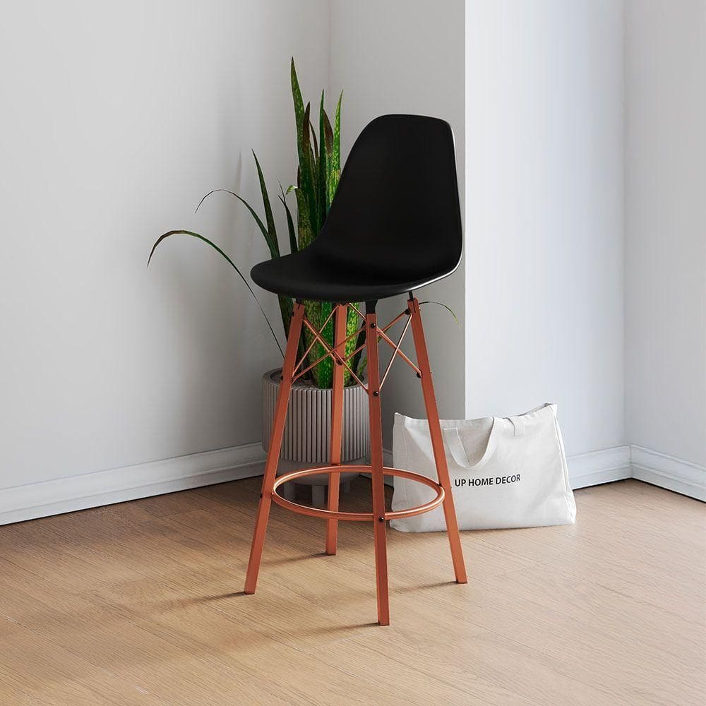 Banqueta Eames Alta Para Cozinha Bancada E Bar Estrutura Ferro Cobre