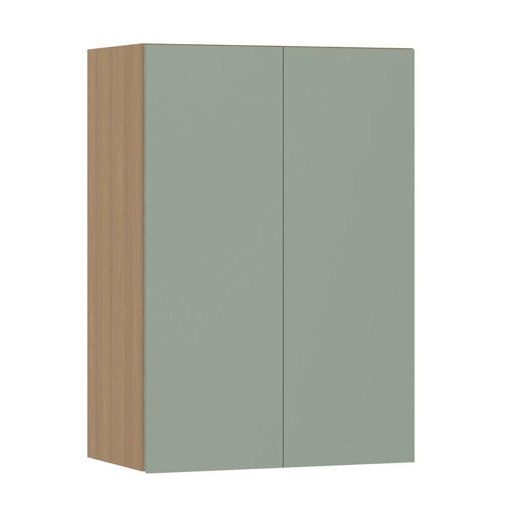 Armário Aéreo 60cm 2 Portas Slim Luciane Móveis Freijó/verde Jade