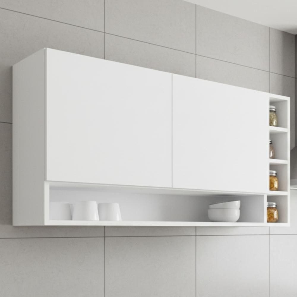 Armario Aereo 2 Portas 105 Cm Vanessa Branco Reajl Moveis