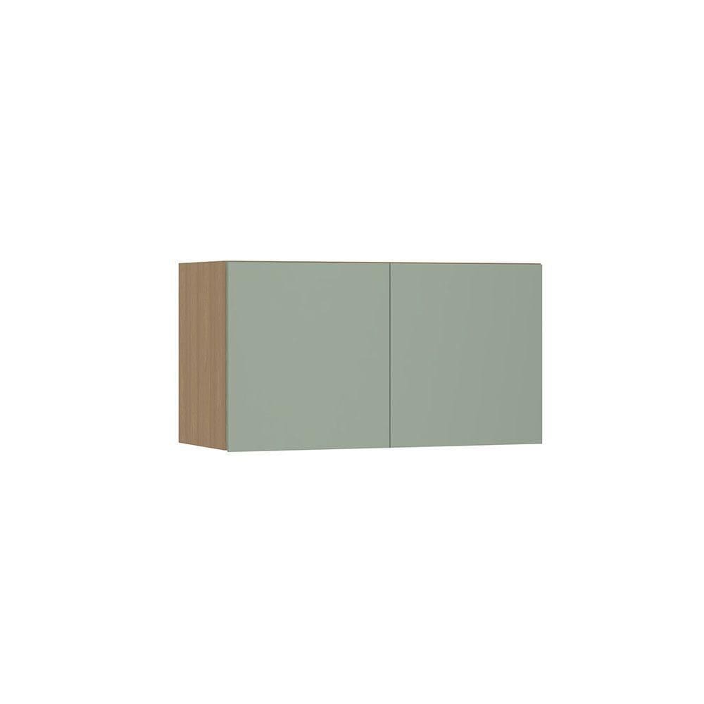 Armário Aéreo Para Geladeira 80cm 2 Portas Slim Luciane Móve Freijó/verde Jade