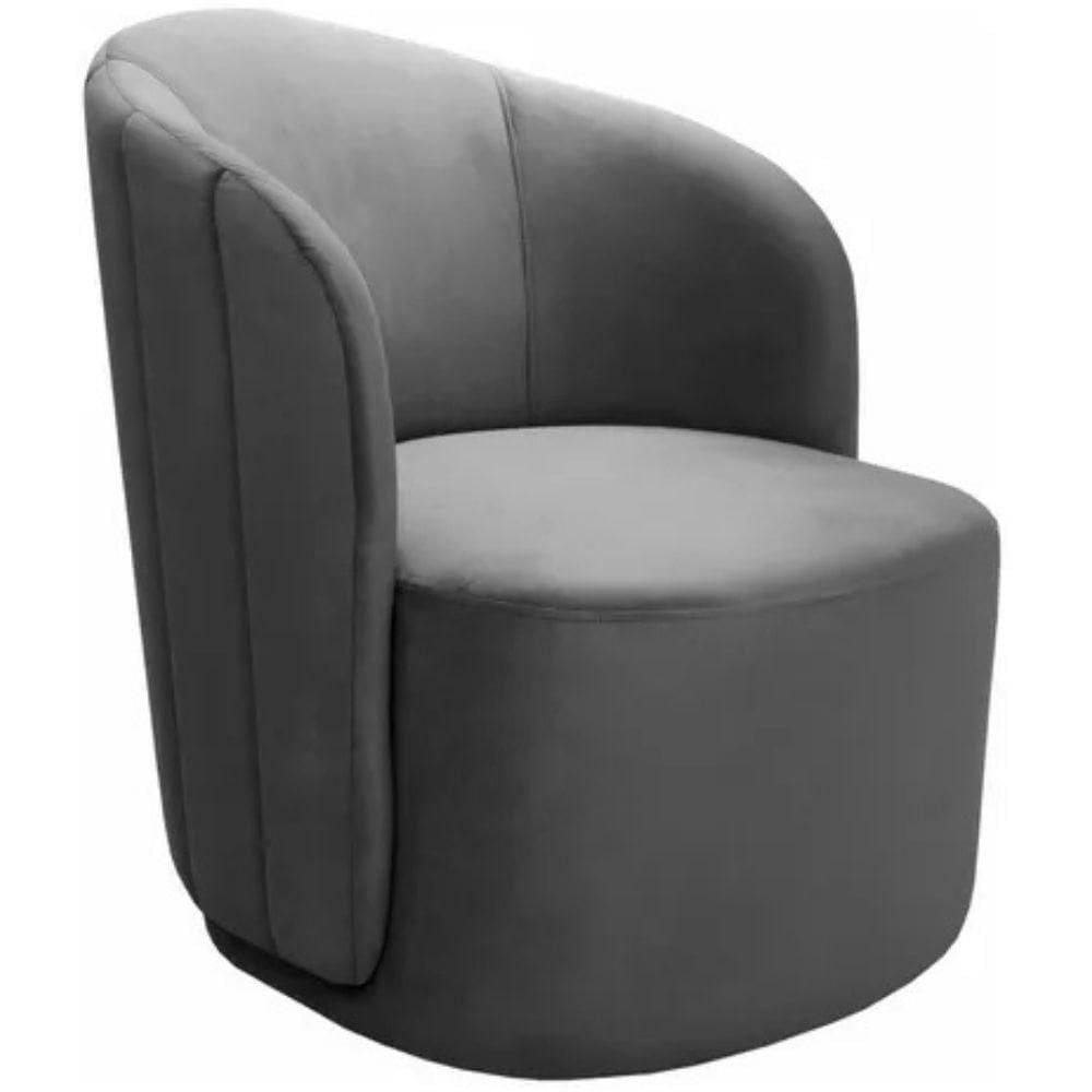 Poltrona Decorativa Stela Suede Cinza Grafite