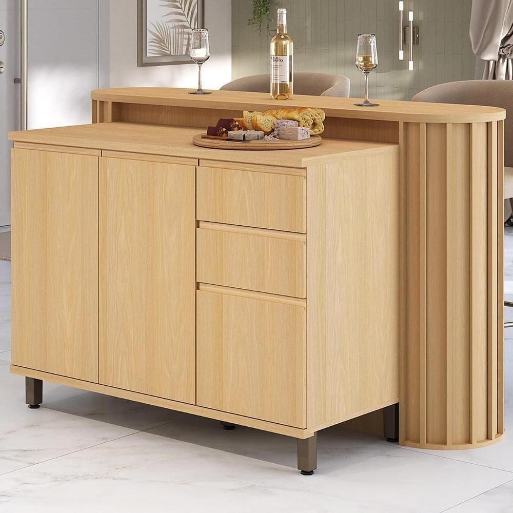 Balcão De Cozinha Tampo E Ilha 164cm Pierre Carvalho L01 - Mpozenato