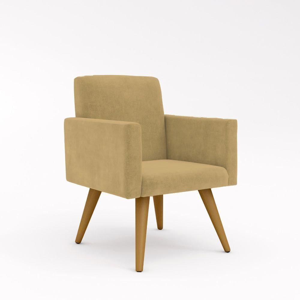 Poltrona Escritório Recepção Pés Palito Cor capuccino