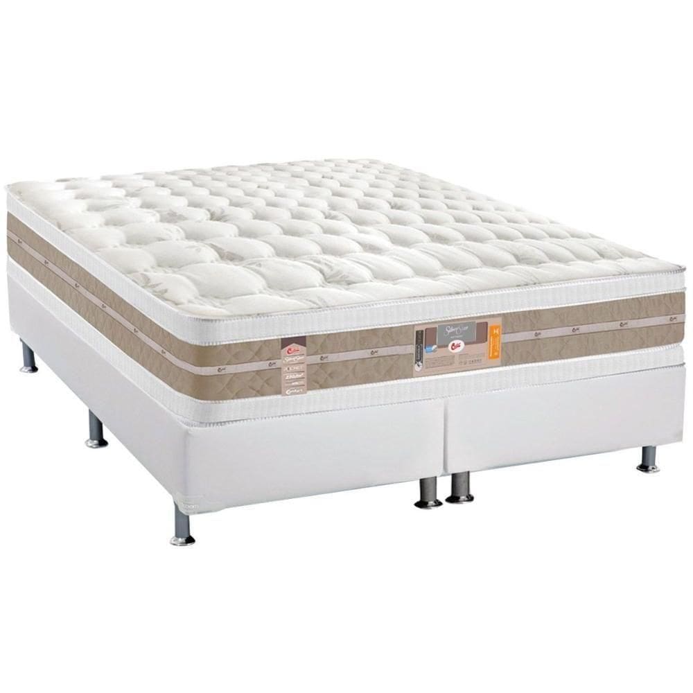 Cama Box King: Colchão Molas Ensacadas Castor Silver Sr Air + Base Crc Courano White (193x203)