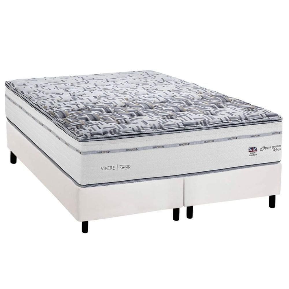 Cama Box Queen: Colchão Molas Ensacadas Herval Maxspring C1723 + Base Crc Corano White (158x198)