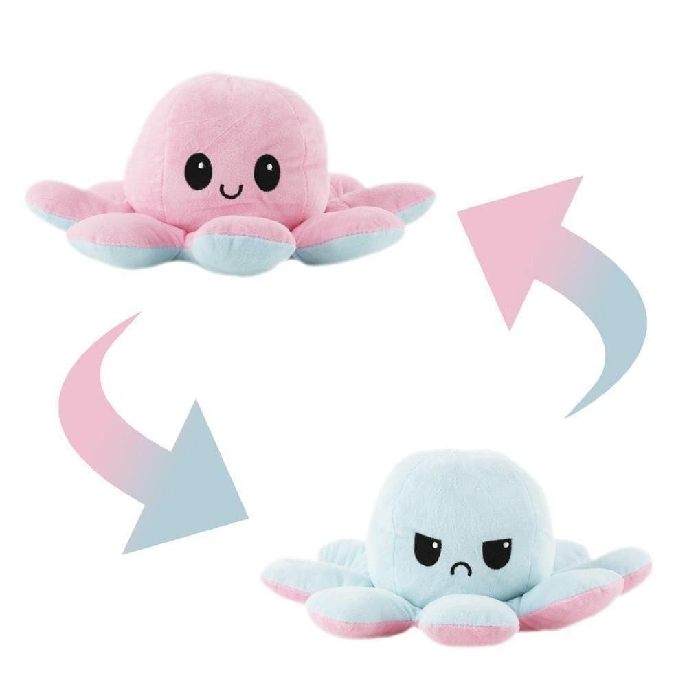 Polvo Reversível Humor Grande Tiktok Pelúcia Azul/Rosa