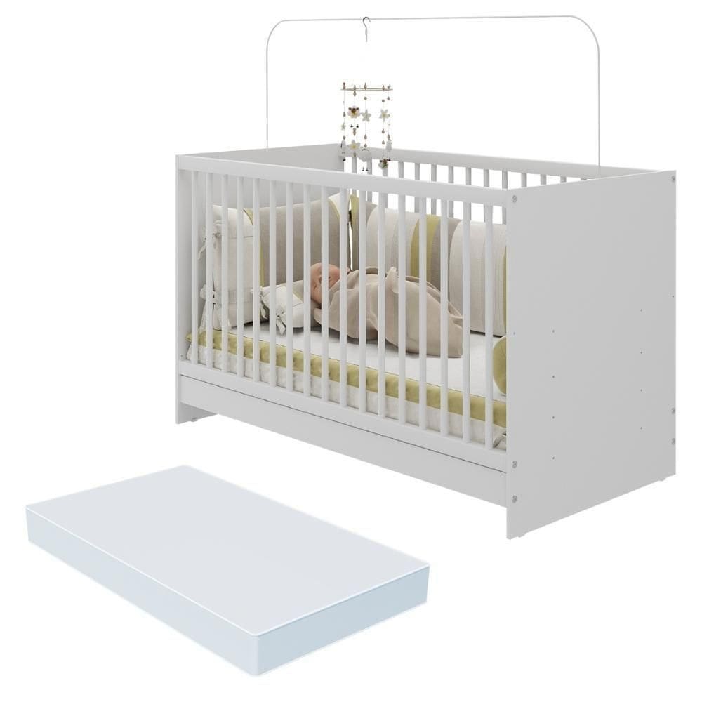 Berço 3 Em 1 Com Colchão Incluso Multimóveis Mp4394 Branco