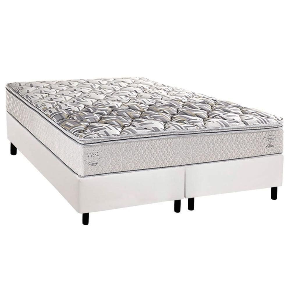 Cama Box King: Colchão Ortopédico Herval Ag65 Santorini C1604 + Base Crc Corano White (193x203)