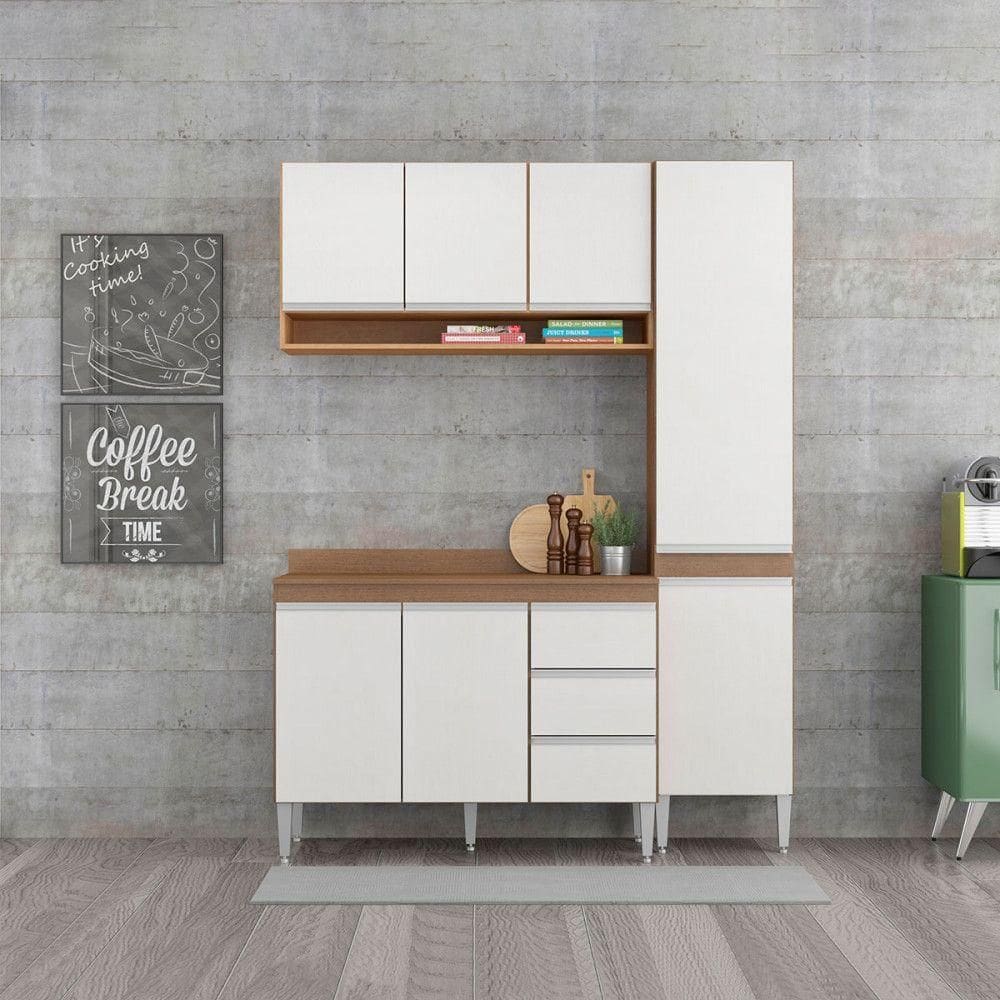 Cozinha Compacta 160x202cm 4 Peças Em Mdp Menu Móveis Branco