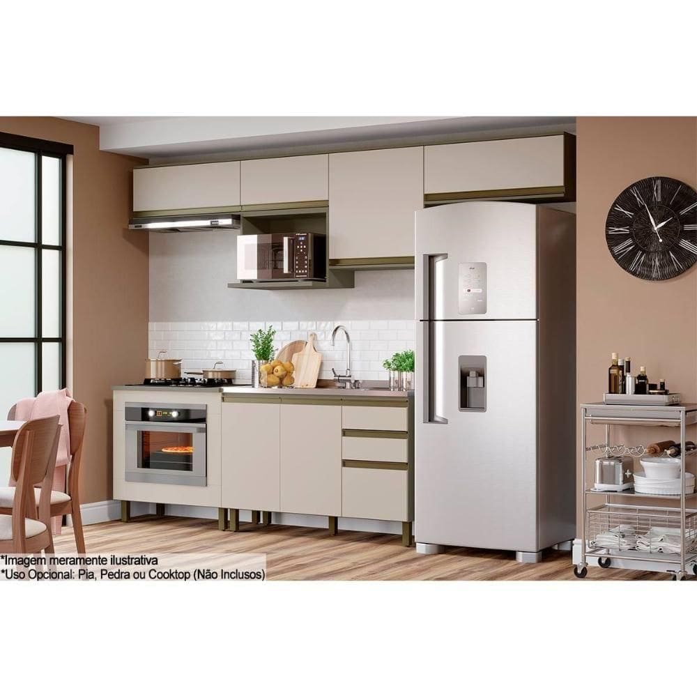 Cozinha 8 Peças (5 Armários + 2 Balcões + 1 Complemento) C6p11 Duna-cristal