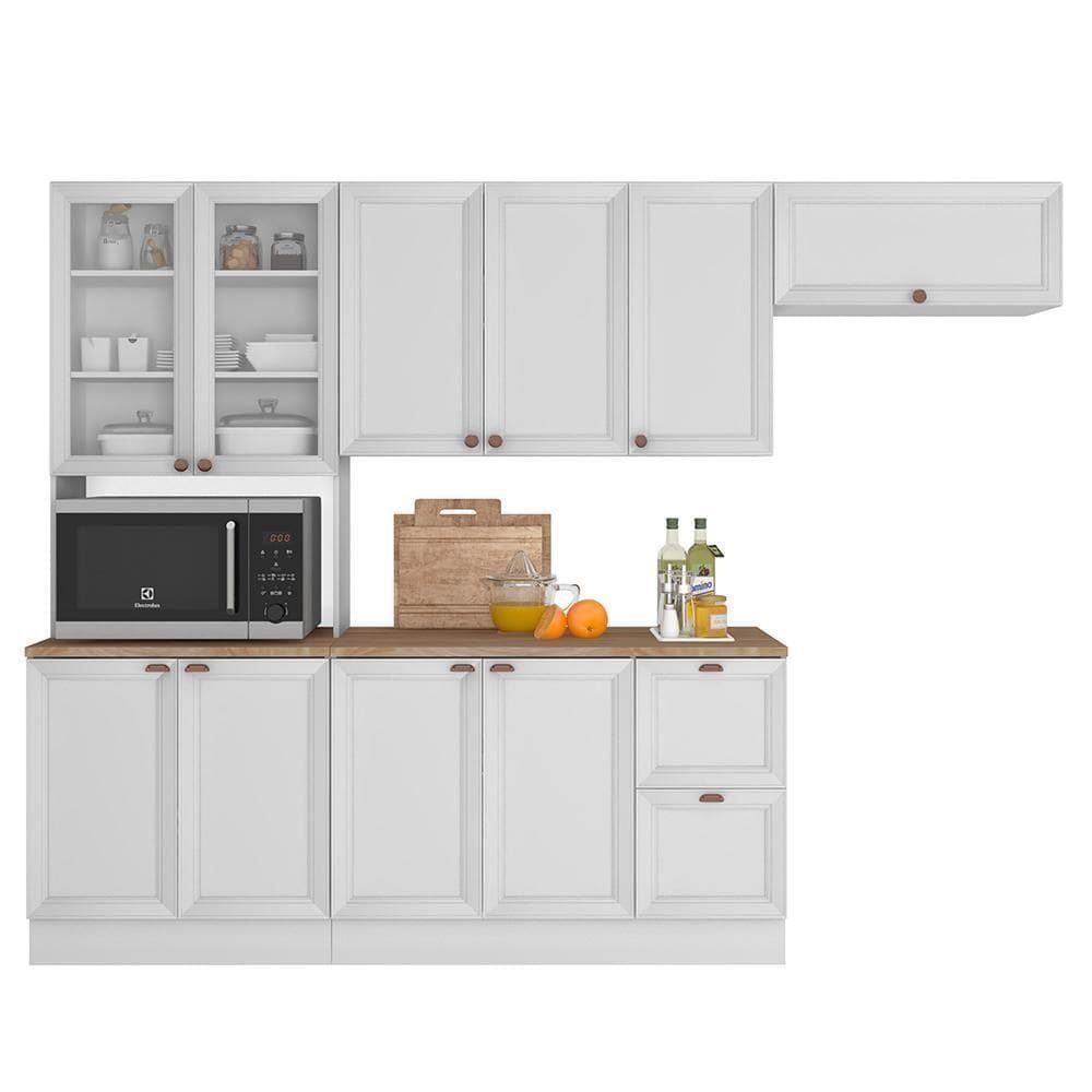 Cozinha Modulada Unna 4 Peças Com Paneleiro Duplo Cristaleira Branco - Poliman Móveis Branco