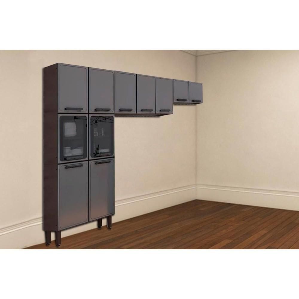 Cozinha Modulada Bertolini Estilo 3 Peças (2aéreos+1paneleiro) Cpt90 Cinza-grafite-bertolini