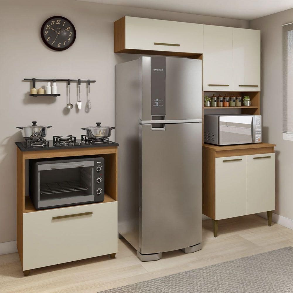 Cozinha Completa Blumenau 6 Portas Kaiki Móveis Nature Com Off White