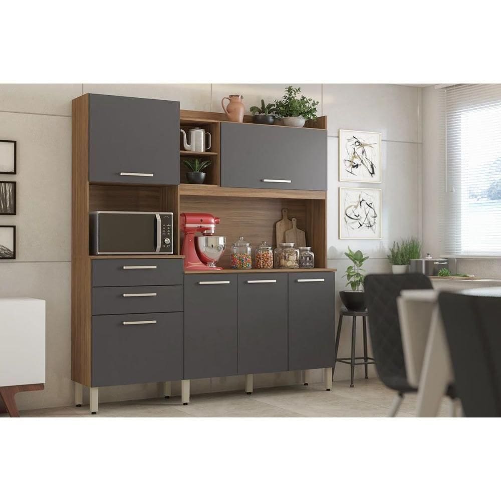 Cozinha Compacta Select C- 6 Portas E 2 Gavetas 178x194 Amendola-grafito - Demóbile