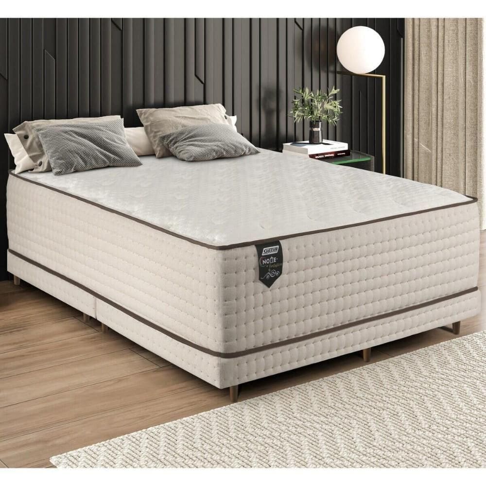 Cama Box Conjugado Queen Com Colchão 158x72x198 Notte Fantástica Gazin Cr35297 Cru