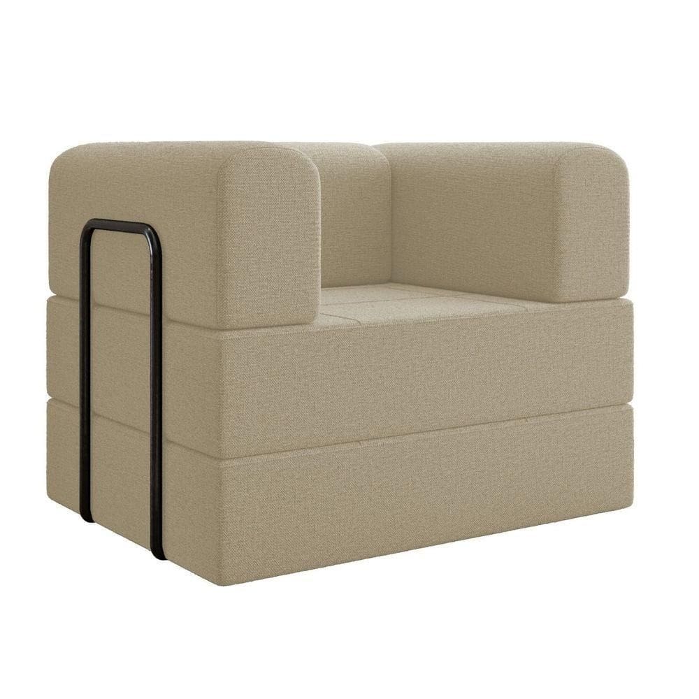 Poltrona Decorativa Joana Modular Sala Linho Para Sala linho Bege