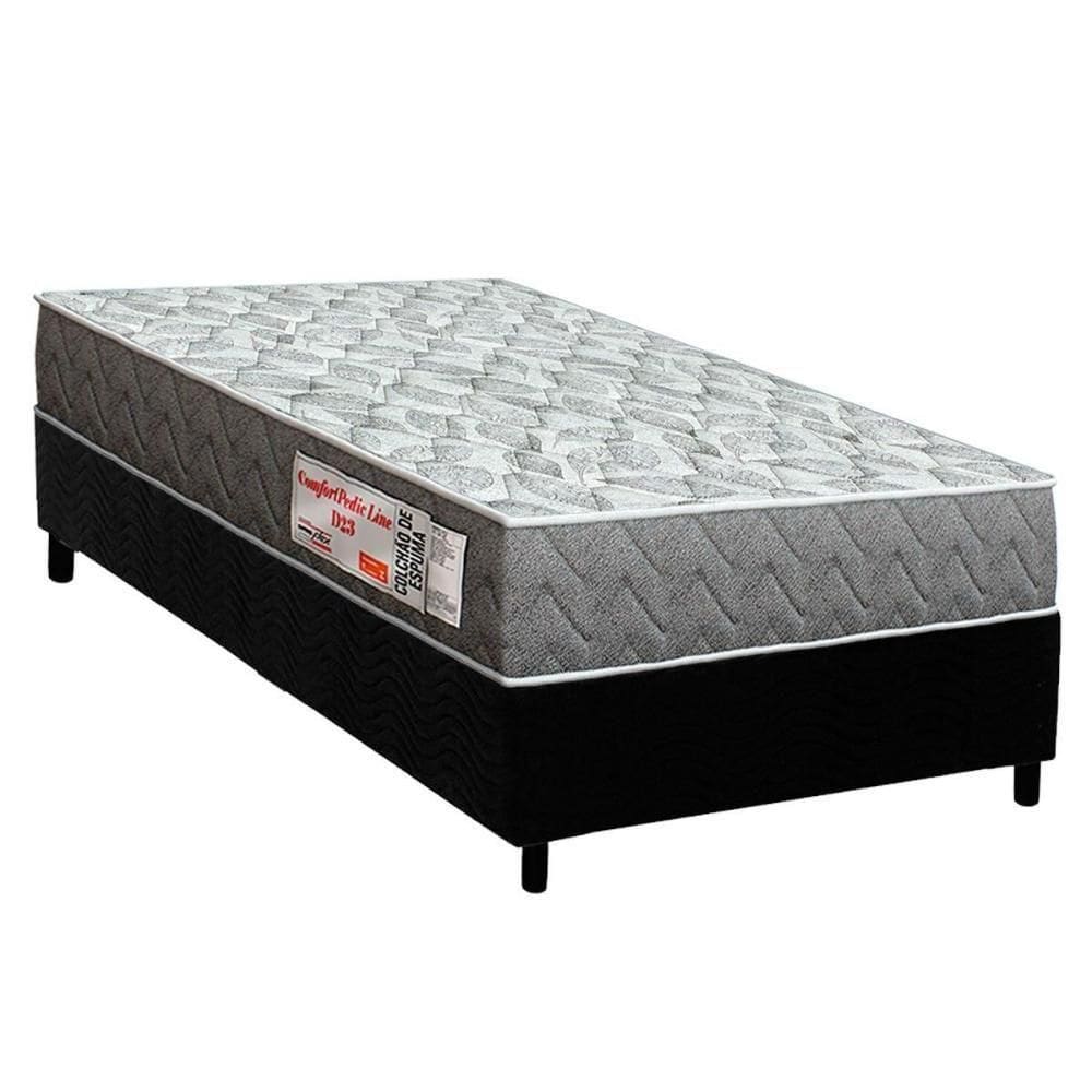 Conjunto Box Solteiro: Colchão Espuma Orthoflex D23 Comfortpedic + Base Crc Suede Black(78x188)