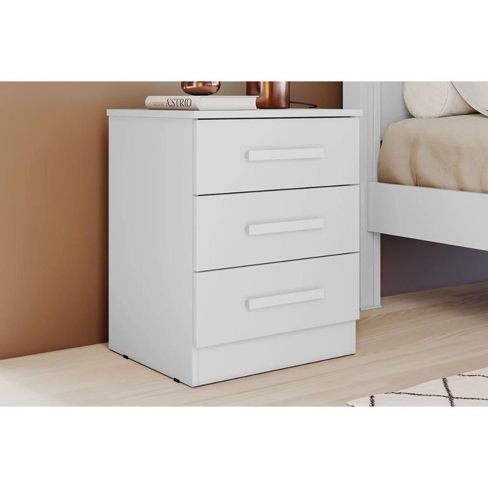 Mesa Cabeceira Milão-deca C- 3 Gavetas Neve - Horizonte