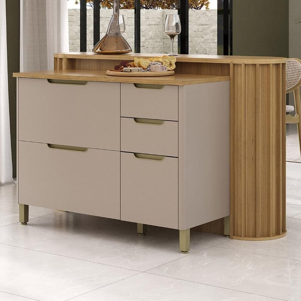 Balcão De Cozinha Tampo E Ilha 164cm Marina Cinammon/freijó L01 - Mpozenato