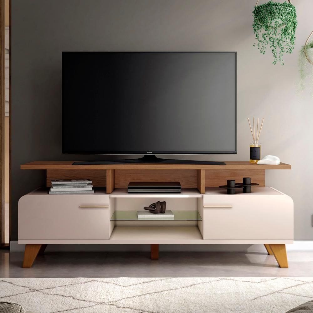 Rack Bancada De 60 Pol 160cm Essenza Castanho/off White - Hb Móveis