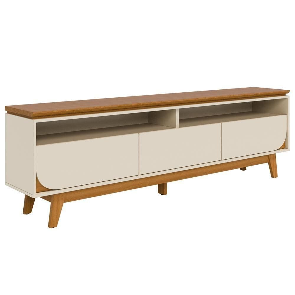 Rack Bancada 75 Polegadas 3 Gavetas 200 Cm Selene Madetec Cinamomo Off White