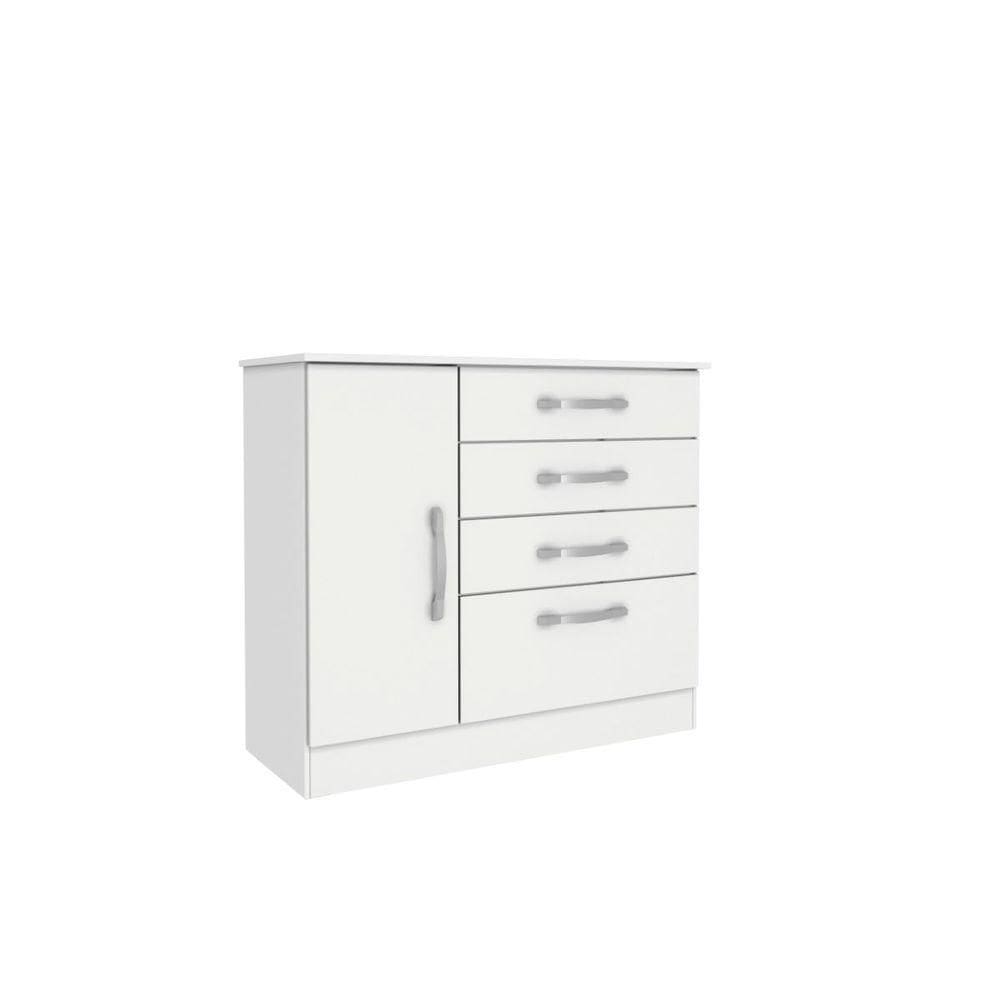Cômoda Chicago 4 Gavetas 1 Portas Tcil Móveis Cor:neve