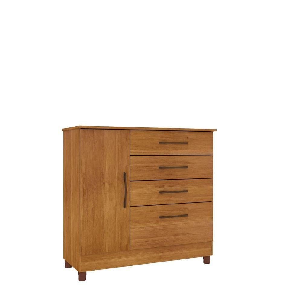 Cômoda Chicago 4 Gavetas 1 Portas Com Pés Tcil Móveis Cor:cinamomo