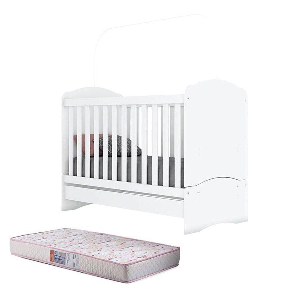 Berço Nacional Bala de Menta Branco com Colchão Gazin – Henn