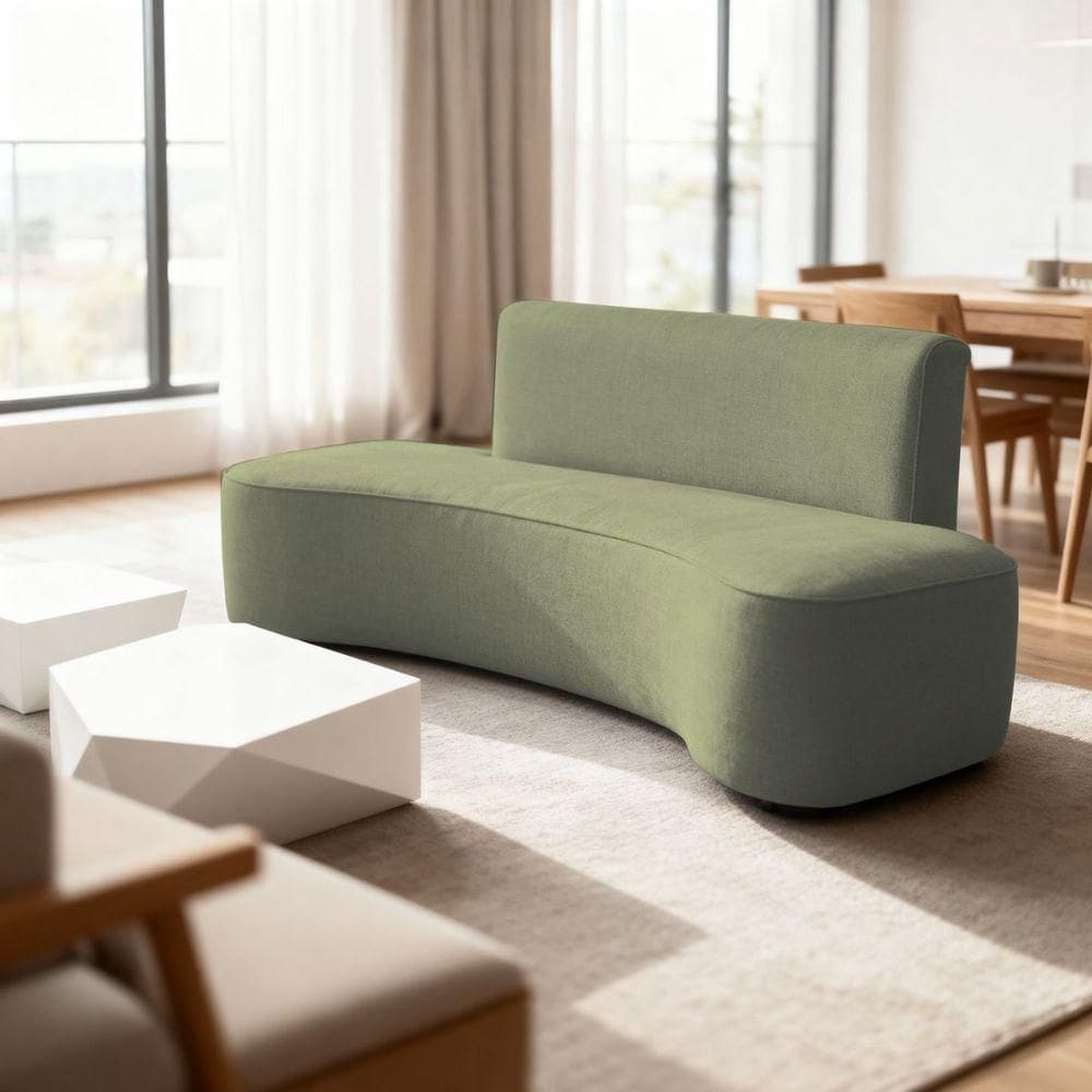 Sofá Forma Orgânico 3 Lugares Recepção Sala Curvo Escritório menta