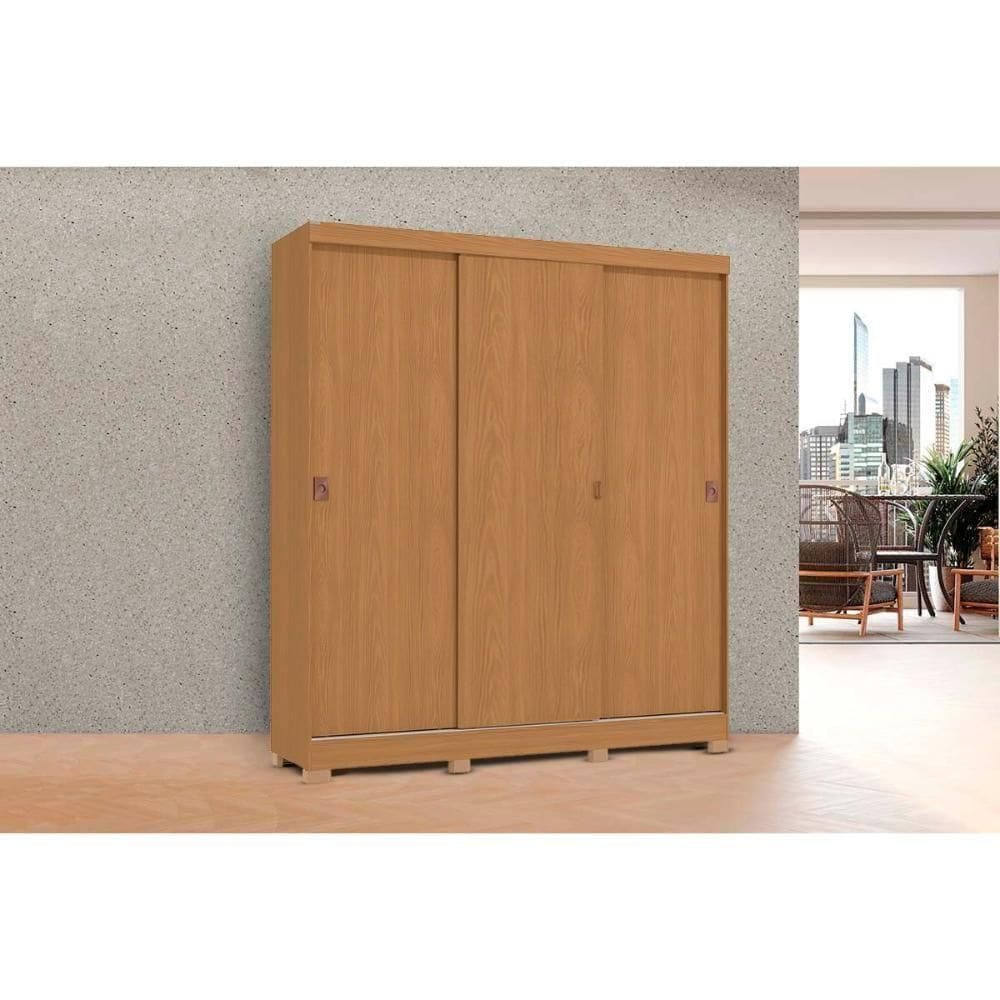 Guarda Roupa Casal 3 Portas De Correr E 2 Gavetas C/ Pés Cb02r589 Canela - Kappesberg