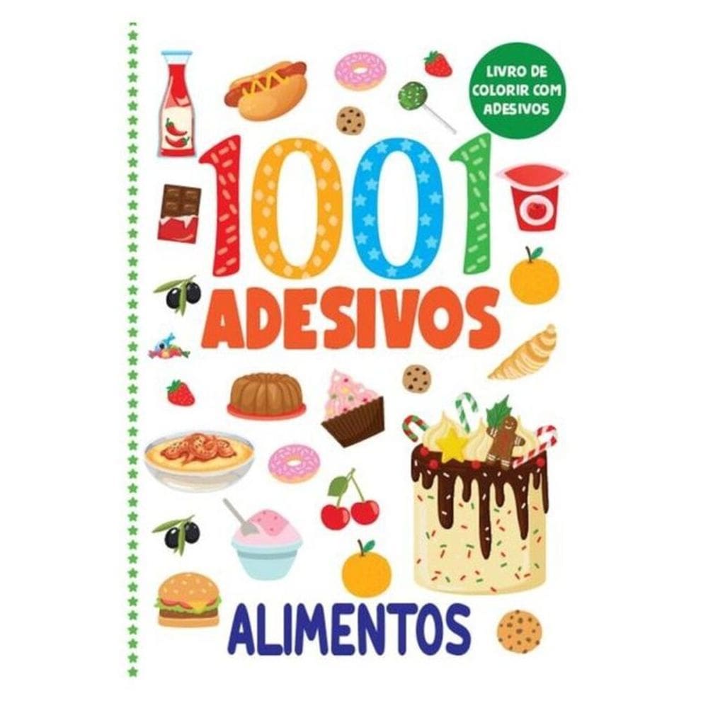 Livro De Colorir Com Adesivos - 1001 Adesivos - Alimentos