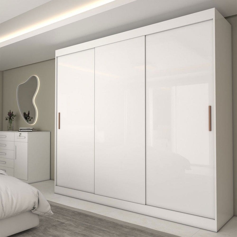 Guarda-Roupa Casal Columbia 3 Portas 2 Gavetas 100% Mdf Branco - Panorama Móveis