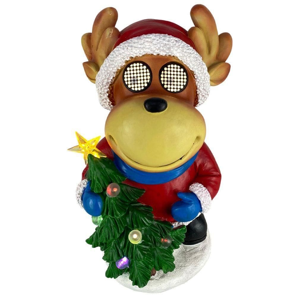 Boneco Rena Natal Arvore Natalina Mexe Olhos Led Som Musica Decoraçao Casa Loja Enfeite Mesa Vitrine Loja Recepçao